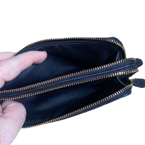 Coach wristlet black double corner zip wristlet w gold hardware - Picture 8 of 8